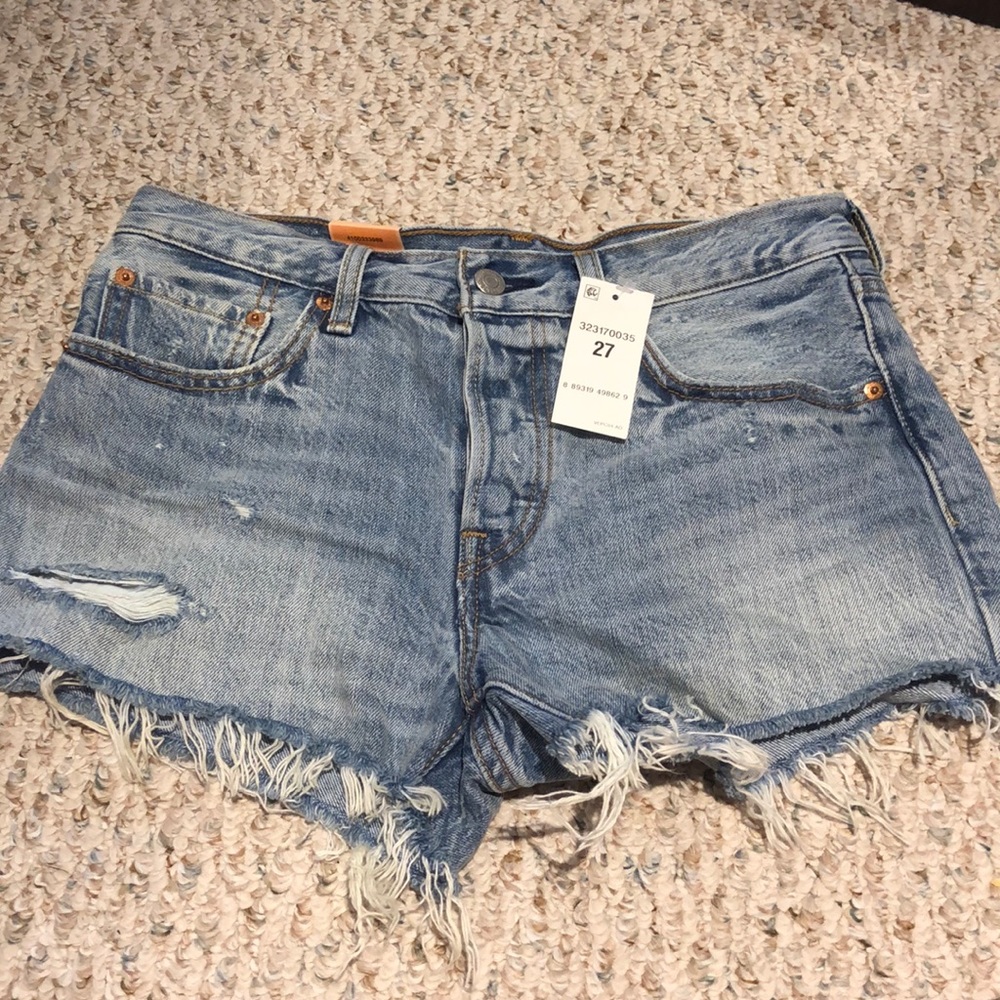 Light wash denim shorts